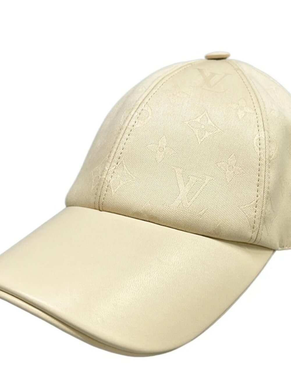 LOUIS VUITTON Cap LV First M7087M Cream Beige AL1293 Hat Cotton Silk Polyester
